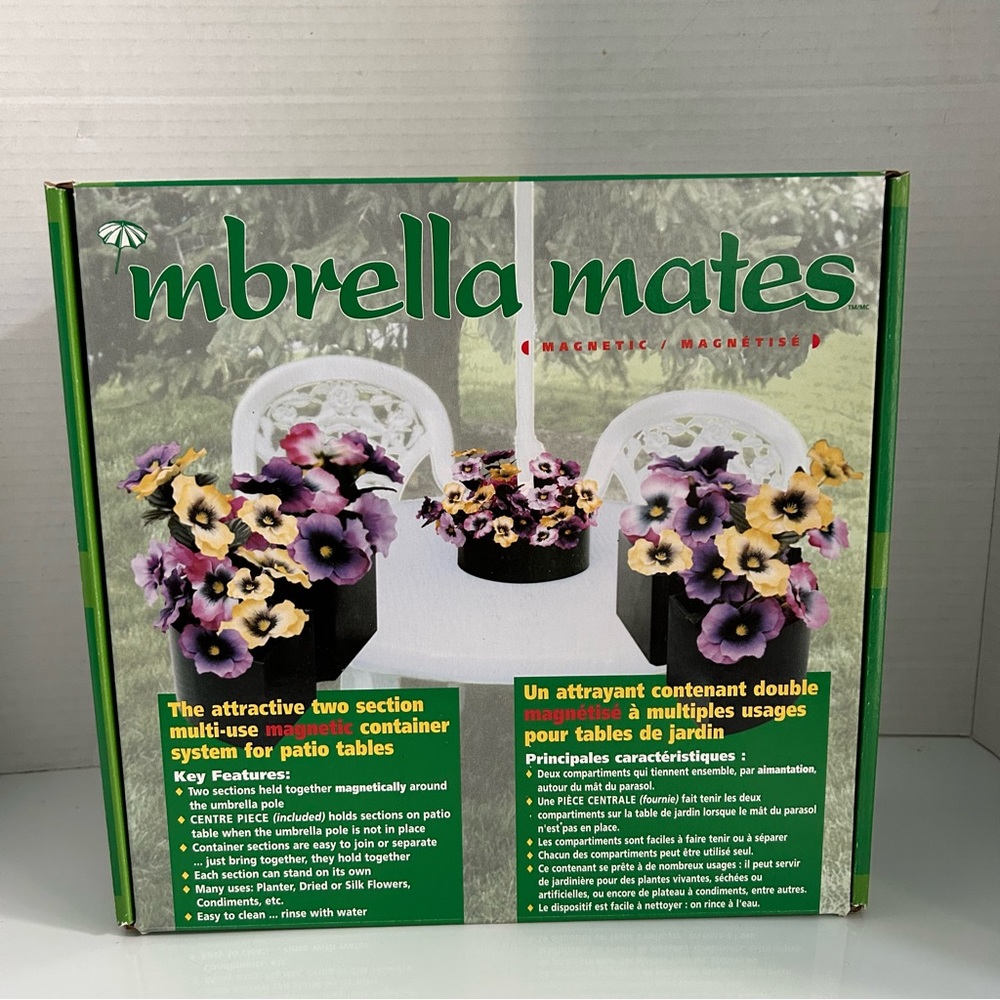 Umbrella mates (magnetic patio table container)